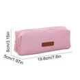 thumbnail image 3 of Lksixu Aesthetic Pencil Case, Large Capacity Canvas Pencil Pouch with Zipper, Simple Style Pen Holder Stationery Organizer Portable Travel Makeup Bag for Office College (Pink), 3 of 6