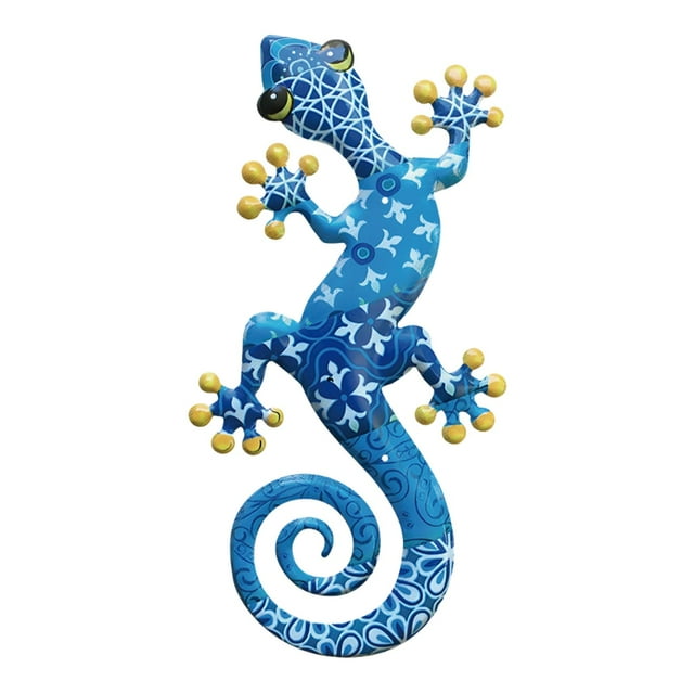 Arte de pared de geco de metal, decoración de pared, adorno decorativo, artículo grande, decoración colgante para cerca, patio, jardín, hogar, porche Estilo A