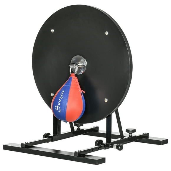 Soozier Wall Mounted Speed Bag Platform for Home Gyms & Boxing Training, Adjustable Steel Frame, 360° Swivel, Black/Blue/Red, 29.5"W x 25.6"-37.6"H