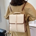 thumbnail image 3 of HUISZJ PU Leather Backpack, Vintage College Rucksack Bag, Large Capacity Trendy Backpack for Work Travel Outdoor (White), 3 of 7