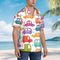 thumbnail image 3 of Honeii Doodle Cars Print Men’s Hawaiian Shirt,Classic Button-Down Short Sleeve Shirt, for Beach, Vacation, and Outdoor Activities,X-Large, 3 of 7