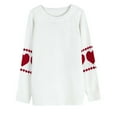 thumbnail image 2 of Women Cute Heart Sweaters Long Sleeve Valentines Day Sweater Crew Neck Casual Ribbed Knit Pullover Top White, M, 2 of 5
