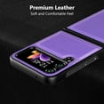 thumbnail image 4 of Case for Samsung Galaxy Z Flip 4 5G (2022) Genuine Leather Back Cover Hard PC Protective Shell Slim Fit Phone Case for Galaxy Z Flip4 - Purple, 4 of 12