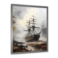 thumbnail image 2 of Designart "Ghost Ship of Pirates III" People Framed Wall Art - Modern Brown Pirate Entryway Framed Wall Art, 2 of 6