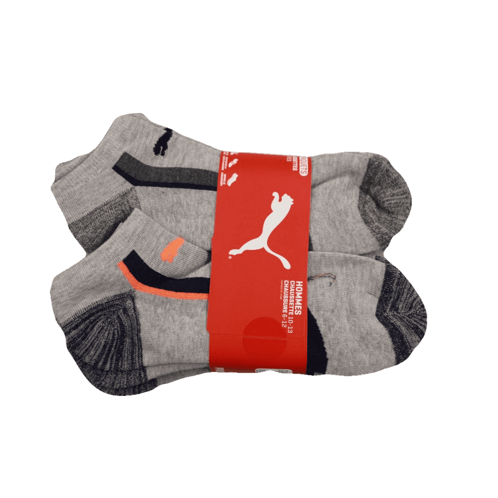 PUMA - Puma Men's 6 Pack Low-Cut Sport Socks, Grey/Orange, Sock Size 10 ...