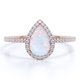 thumbnail image 1 of JeenMata Anillo de Compromiso con Halo de Ópalo Blanco Ardiente de Talla Pera de 1 Quilate y Moissanita Engaste de Triple Punta, Baño de Oro Rosa de 18 K sobre Plata, 1 of 5