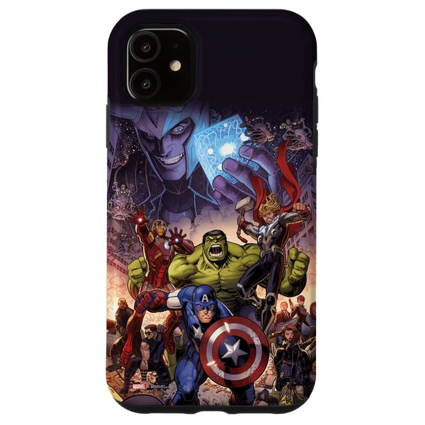 Funda Marvel The Avengers Infinity Saga con portada de cómic para iPhone 11