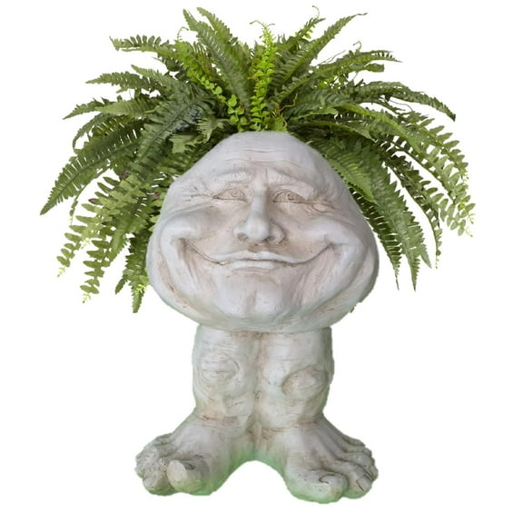 Homestyles Antique White Papa John the Muggly Statue Humorous Face Planter Pot