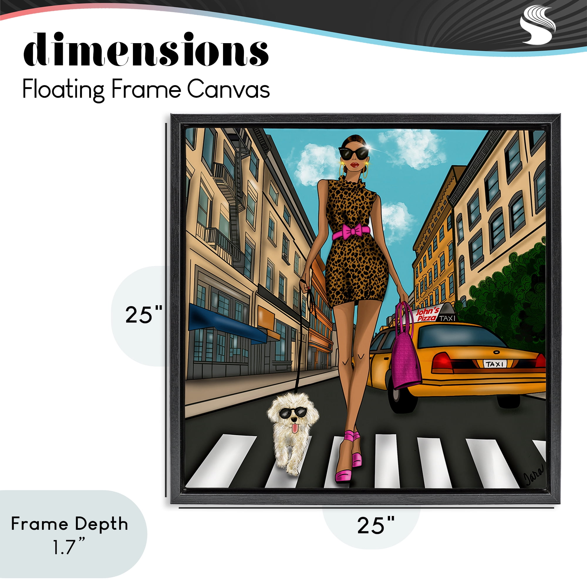 Stupell Industries Fashion Girl in Big City Black Framed Floater Canvas Wall Art, design by Tara Boone