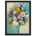 thumbnail image 1 of Watercolour Pink Orange And Teal Spring Flower Bouquet Illustration Artwork Framed Wall Art Print A4, 1 of 4