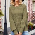 thumbnail image 5 of Odeerbi Fall Winter Knit Sweaters For Women Loose Solid Color Pullover Sweater Fashion 2024 Casual Long Sleeve Round Neck Ladies Warmth Tops Blouse Green, 5 of 8