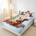 thumbnail image 4 of Homewish Christmas Cow Animal Full Size Sheets for Kids, Winter Xmas Tree Bed Sheets, Happy New Year Sheet Sets, Ultra Soft Bedroom Decor, 4-Piece, 4 of 7