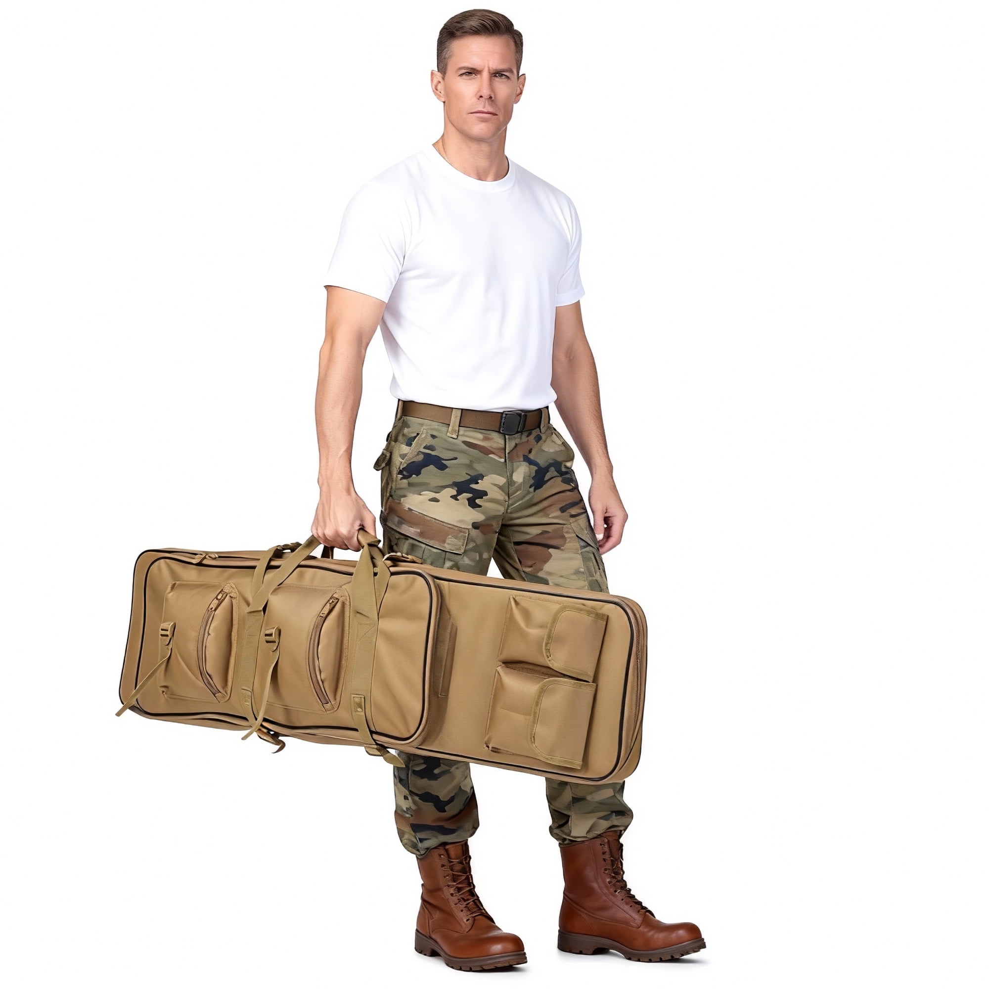 Blacksmith 39 inch Soft Padded Storage Bag Case Carrying Backpack with Adjustable Straps and Zipper, Khaki