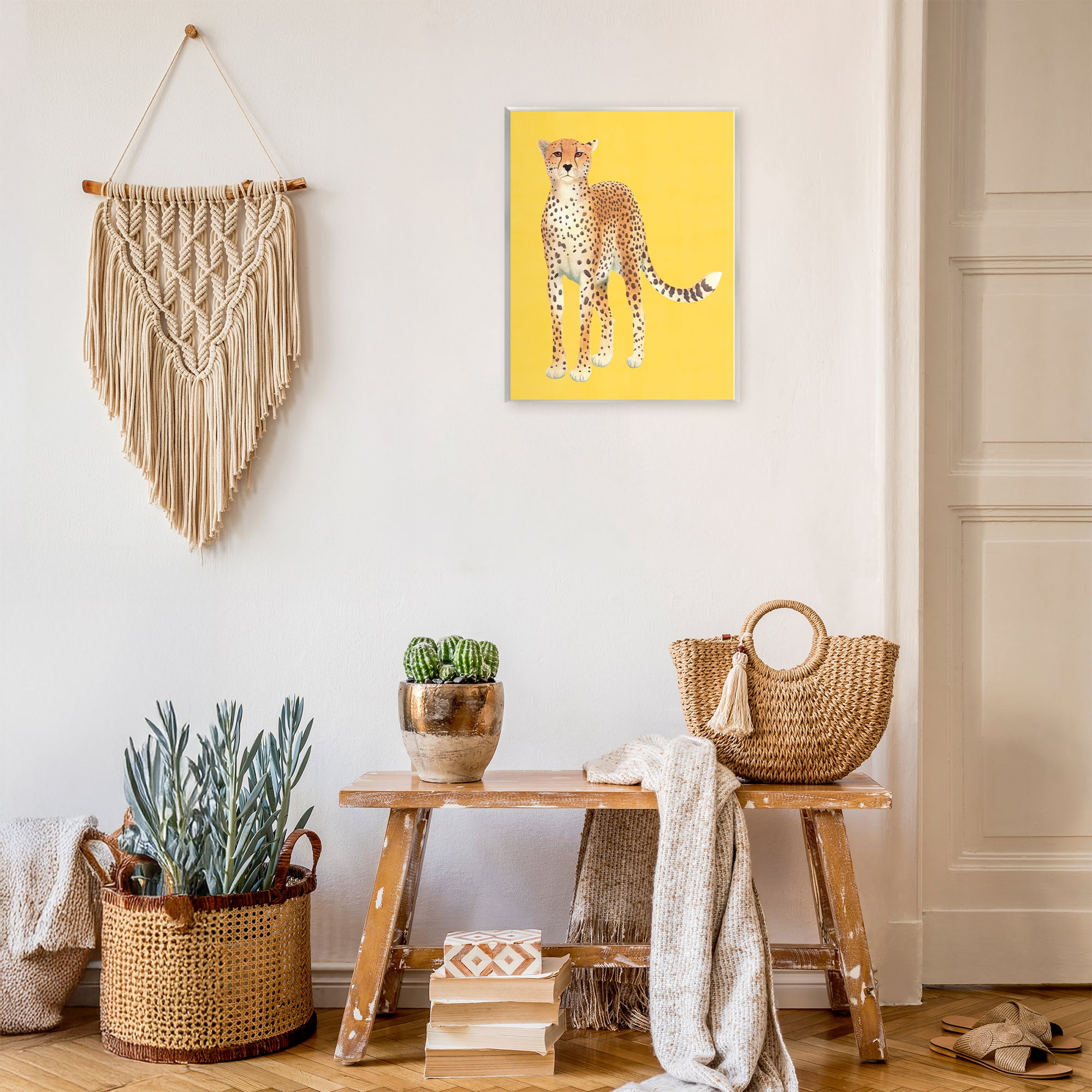 Stupell Industries Exotic Cheetah over Yellow Wall Plaque Art, design by Karolina Sato