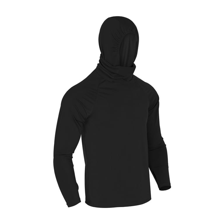 Zizocwa Tall Shirts for Men The Big Shirt Summer Men's Face Sunscreen Fishing Thumb Hole Hoodie Quick Dry Long Sleeve BlackM, Size: Medium