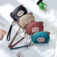 thumbnail image 5 of Cartera de mano para mujer, cartera pequeña compacta de primera capa de cuero de vaca, monedero con forma de cerdo de dibujos animados creativos y bonitos, cremallera, 5 of 5