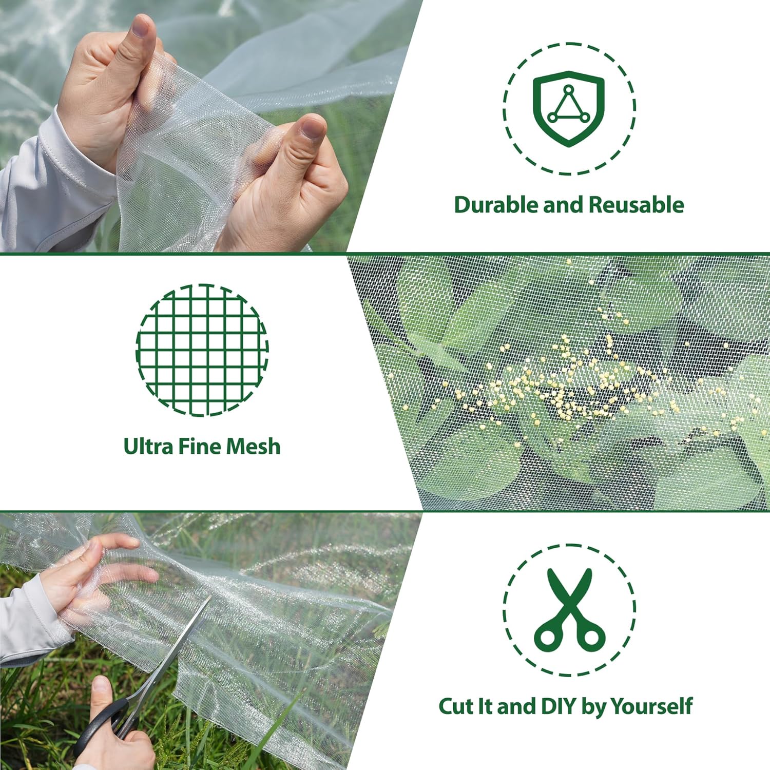 Garden Netting Mesh, Garden Netting Pest Barrier 10x50FT, Ultra Fine Plant Covers Net for Crops Vegetables Fruit Flower Protection, Row Covers Fabric Netting for Outdoor Patio Greenhouse Use