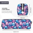 thumbnail image 3 of Fotbe Blue Flower Skull Pattern Leather Pencil Case, Pencil Pouch with Durable Zipper, Compact and Stylish Organizer for Stationery, Art Supplies, Travel Essentials, 3 of 7