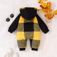 thumbnail image 5 of YDFCWXW Baby Girls Plaid Outfits Fleece Jumpsuit Winter Warm Long Sleeve Zip Hooded Bodysuit Bowknot (Black, 9-12 Months), 5 of 7