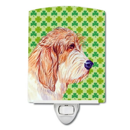 

Caroline s Treasures LH9217CNL Petit Basset Griffon Vendeen St. Patrick s Day Shamrock Ceramic Night Light 6x4x3