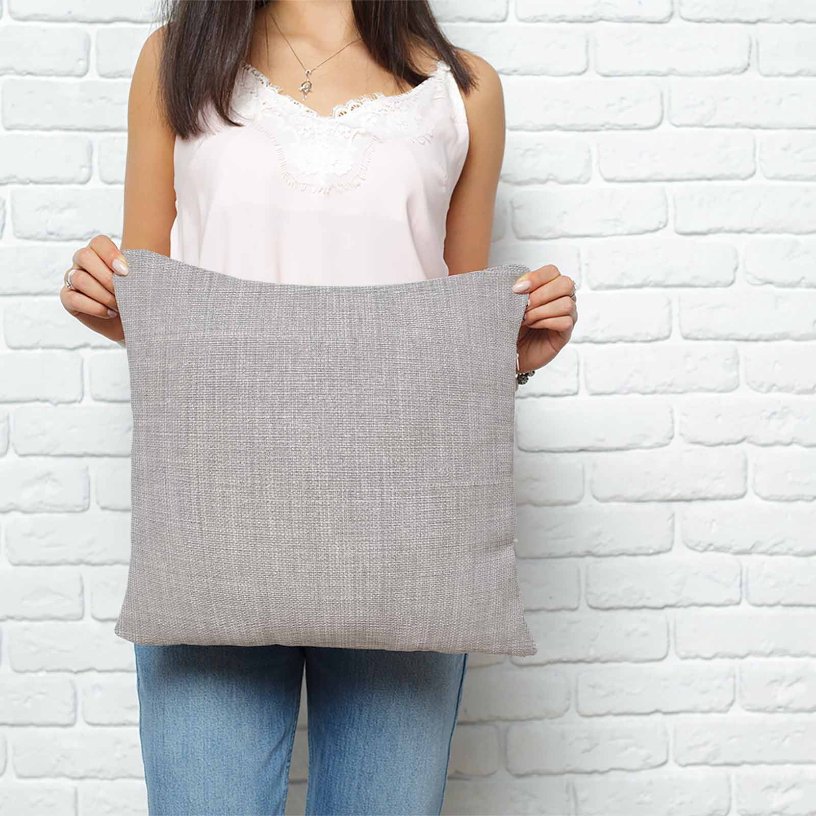 Grey Burlap Texture Pillow Covers 26x26 Inch Decorative Throw Pillow Cover, Farmhouse Vintage Gray Sofa Pillowcases Accent Cushion Case Home Decor Bedroom Living Room