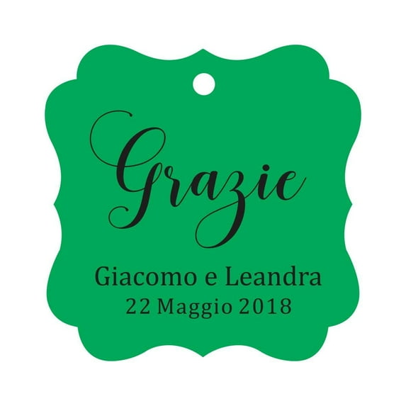 Darling Souvenir Wedding Favor Tag Grazie Wedding Thank You Gift Custom Hang Tags-Green-100 Tags