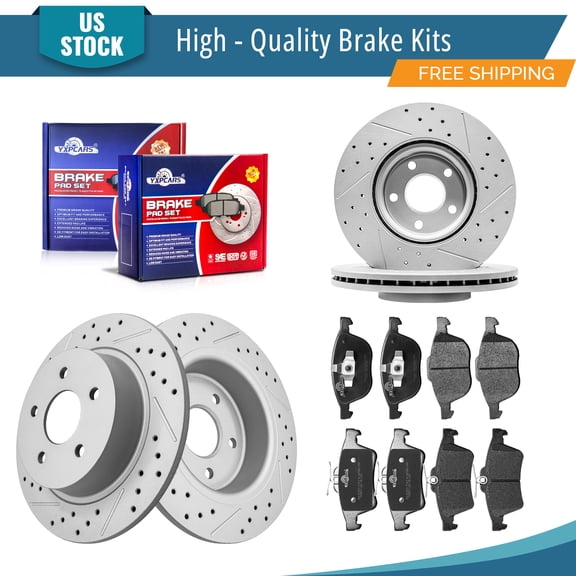 YXPCARS 12PCS Front Rear Brake Kits, Drilled & Slotted Brake Rotors   Ceramic Brake Pads Set for 2013-2016 Ford Escape (980601, 680999, 1044,1095)