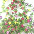 thumbnail image 4 of Purple Artificial Rose Vine Garland, 42 Heads Hanging Flower Decor, Flower Garland Rose Vine Artificial Flowers, for Wedding Arch, Garden Decor, Realistic, Multi-Color, By Kingtowag, 4 of 5