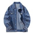 thumbnail image 1 of NIJNFCLOTH Boys Winter Jacket Kids' Basic Denim Jacket Size:10-13 Years, 1 of 3