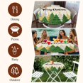 thumbnail image 7 of Green Christmas Round Tablecloth, Fitted Table Cover with Elastic for 55"-60" Round Tables, Xmas Tree Snowflake Stars Winter Rustic Table Cloth Outdoor Indoor Dinning Party Waterproof Tablecloths, 7 of 7