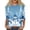 Blue, variant on WTOBBY Women's Casual Round Neck Christmas Print 3/4 Sleeve T-Shirt, Ladies Holiday Season Top with Seasonal Design, Comfortable Blouse for Daily Fashion Wear,Sky Blue 3XL