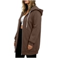 thumbnail image 3 of Womens Plus Size Hoodies Long Tunic Loose Fit Zip Up Sweatshirt Drawstring Casual Oversized Comfy Fall Coat with Pockets, 3 of 7