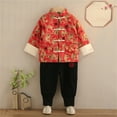 thumbnail image 2 of Boy Tang Suit Set Chinese Traditional Cloth Dragon Copper Coin Chinese New Year Outfit Tang Coat for Girls Outfits Baby Toddler Kids, 2 of 9