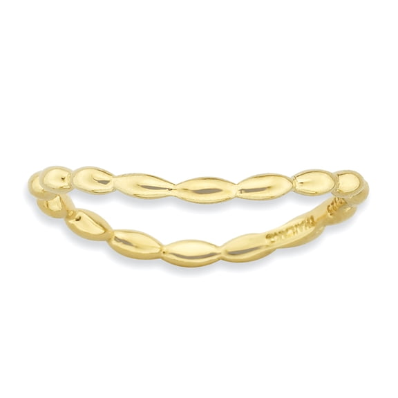 Sterling Silver Polished Gold-Plate Wave Ring