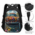 thumbnail image 3 of Disketp Flower Covered Vintage Car Travel Laptop Backpack, Laptops Backpack with USB Charging Port, Water Resistant Computer Bag Gift for Men & Women, 3 of 7