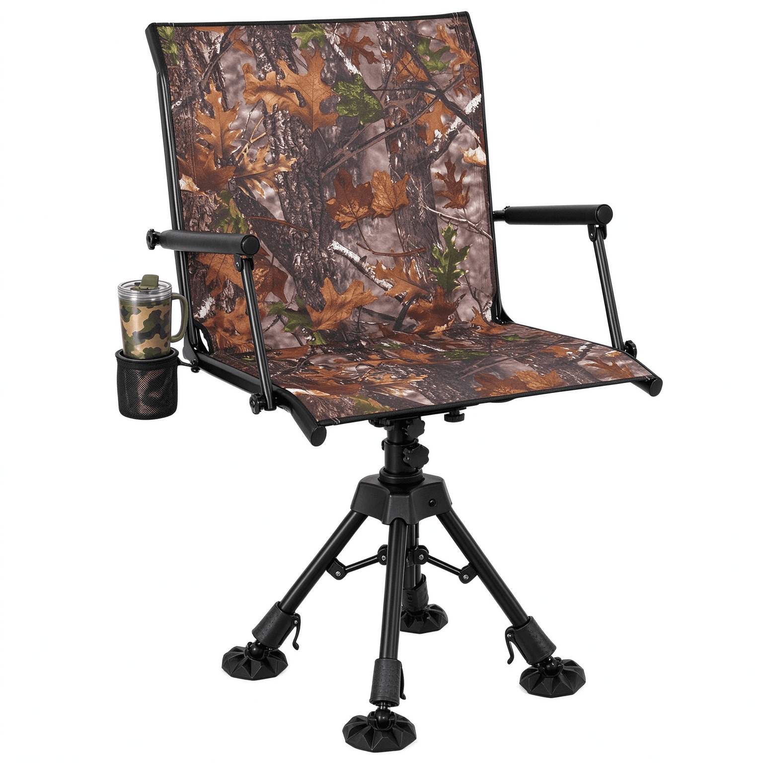 NETAJE 360° Swivel Hunting Blind Chair Adjustable Folding Camo Hunting Chair with Cup Holder