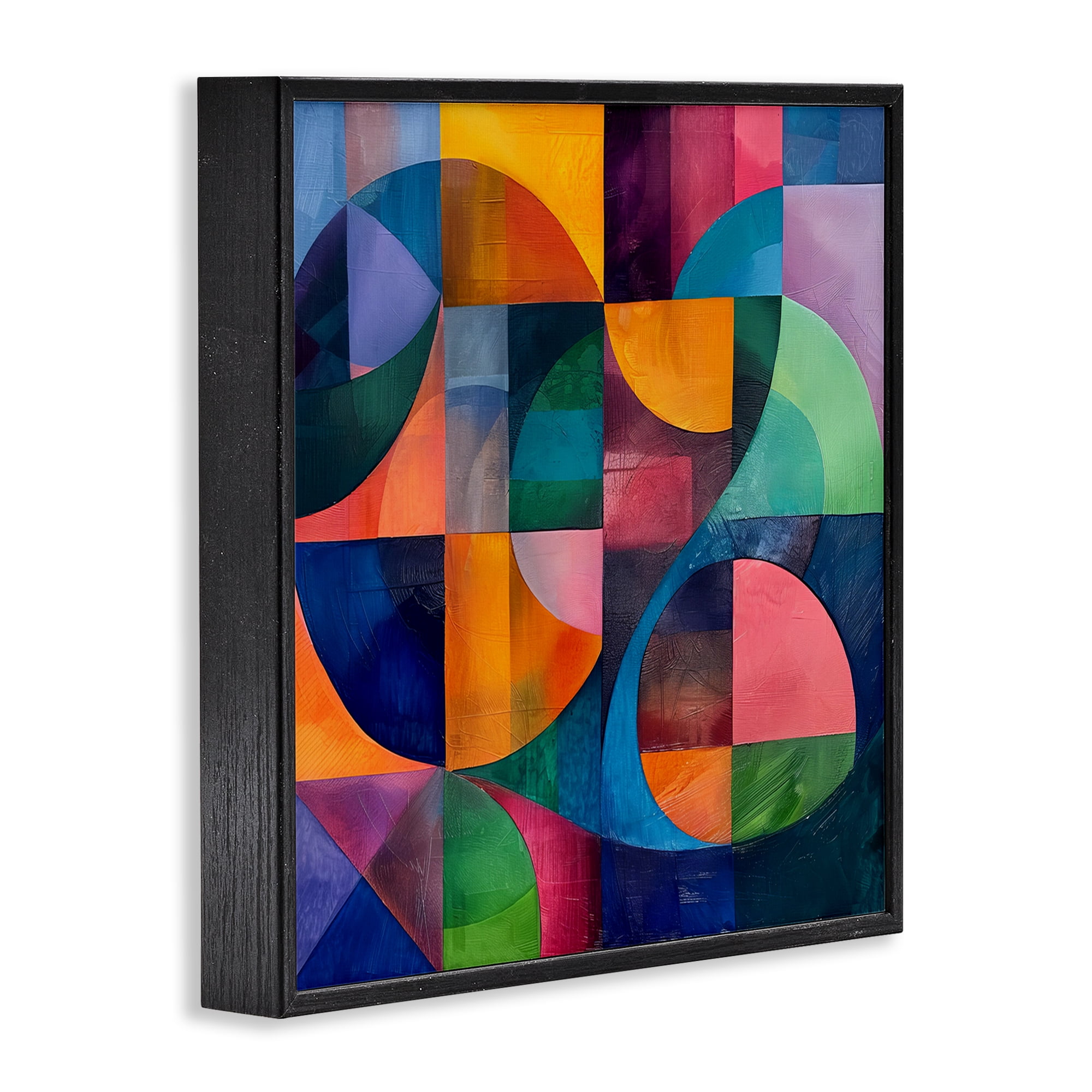 Stupell Industries Luminous Spectrum Shapes Abstract Painting Black Framed Art Print Wall Art, 17 x 17