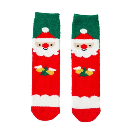 

nsendm Cotton Socks Boys Organic Kids Baby Girls Boys Christmas Fleece Warm Sleep Long Socks Thick Toddler Boy Socks A One Size