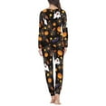 thumbnail image 3 of Renewold Warmth Web Pumpkins Pajamas for Women 2 Pieces Halloween Home Sweatsuit Set with Two Pockets Size 6XL Soft Lounge Wear for Walking Jogger, 3 of 5