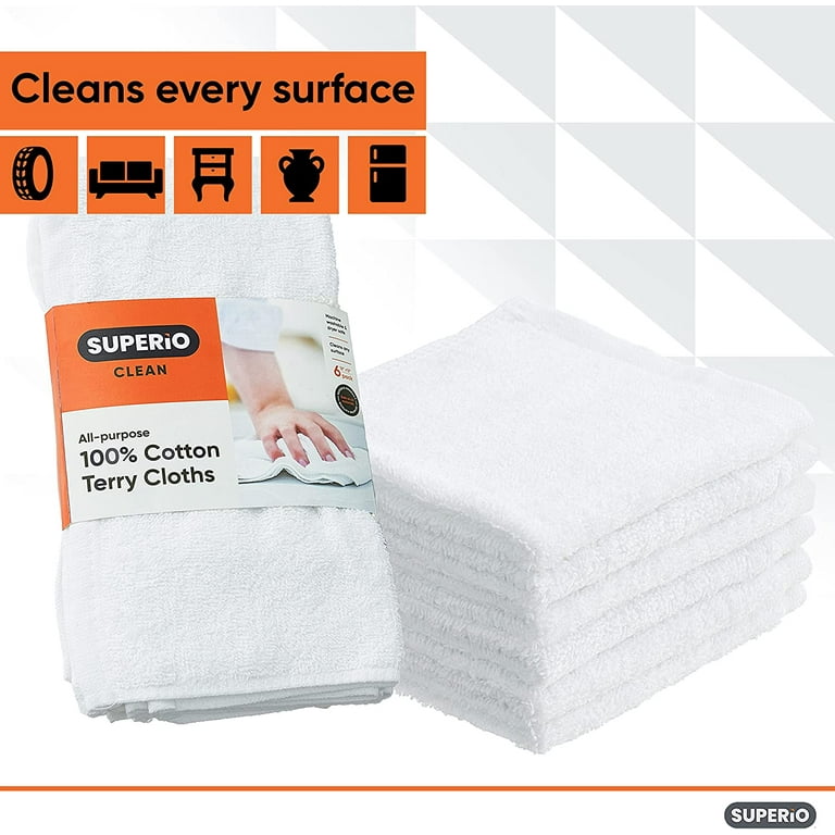 The Clean Store Terry Towel Cleaning Cloths Standard, White (100-Pack)