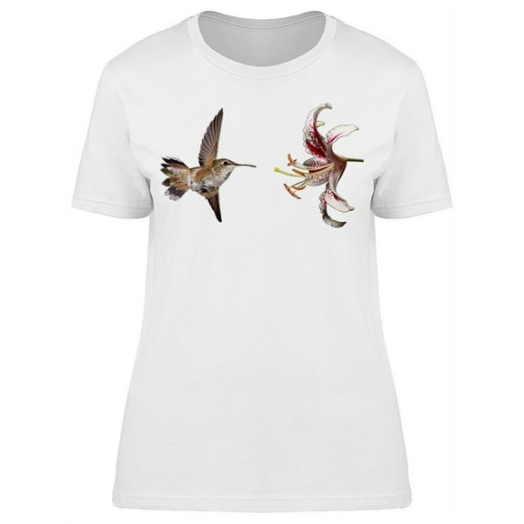 Hummingbird Stargazer Flower T-Shirt Women -Image by Shutterstock, Female Medium