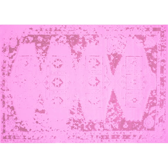 Ahgly Company Indoor Rectangle Abstract Pink Contemporary Area Rugs, 2' x 4'