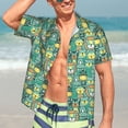 thumbnail image 7 of Bingfone Men's Short Sleeve Button Down Shirts Hawaiian Animals with Leaf Printed Beach Shirt, 7 of 7