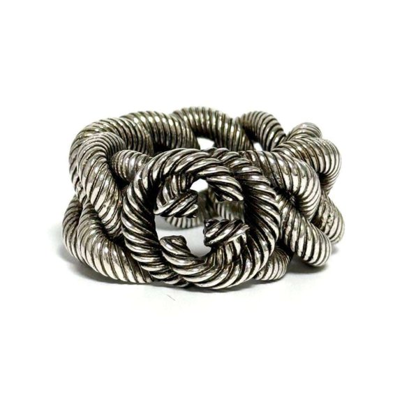 Pre-Owned Gucci Men's Gourmet Chain Ring, Silver