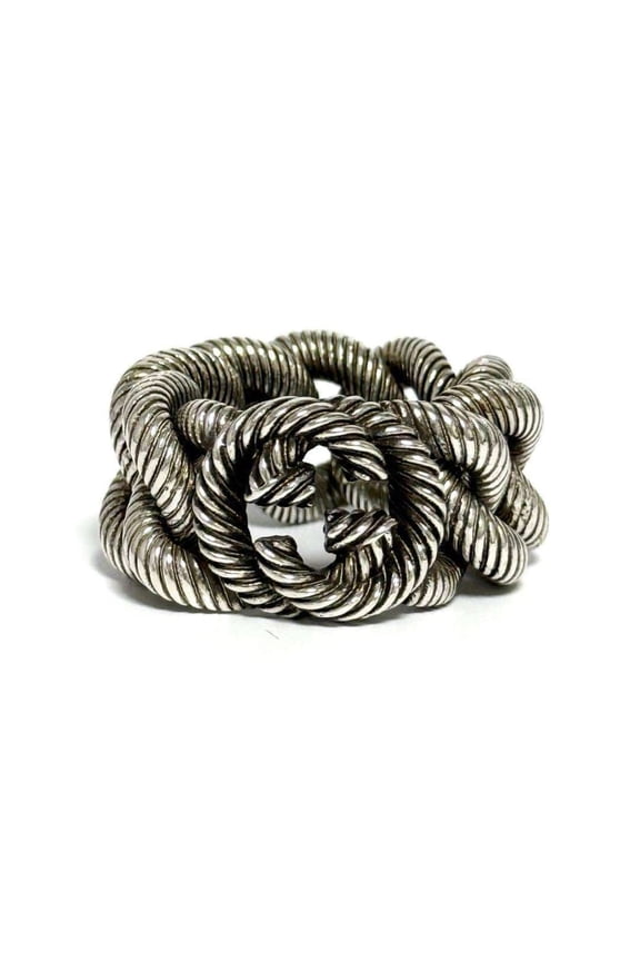 Pre-Owned Gucci Men's Gourmet Chain Ring, Silver (Good)