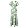 thumbnail image 5 of vigerkar Womens Floral Maxi Dress Summer Short Sleeve Long Dresses Flowy V Neck A Line Maxi Dresses Boho Vacation Beach Dress Dark Green, XL, 5 of 7