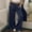 Navy, variant on Womens Satin Elastic Waist Pants Loose Straight Leg Casual Pants Wide Leg Comfy Home Trousers with Pockets