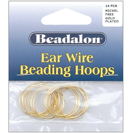 Square Beaded Hoops - Beadalon Ear Wire Beading Hoops Small 20mm, 14-Pack