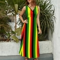 thumbnail image 4 of Rasta Colors Red Green GoldBright Colored Striped Pattern Sleeveless Dress dresses for official occasions luxury dresses, 4 of 6