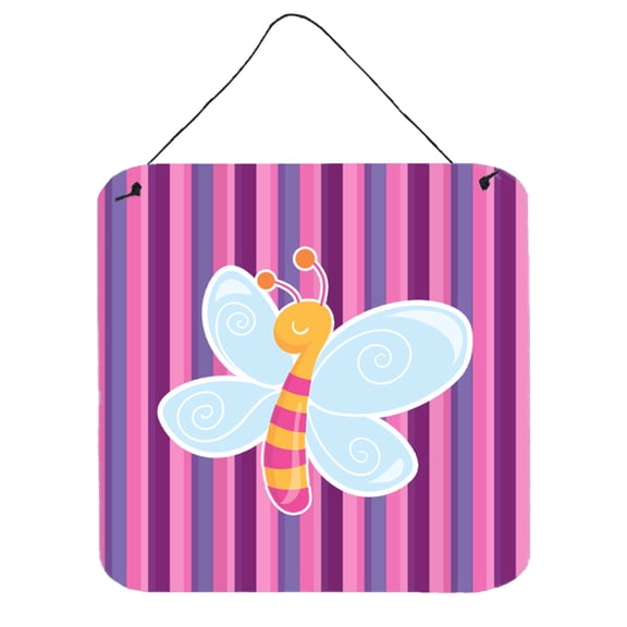 Dragonfly in Pink Stripes Wall or Door Hanging Prints